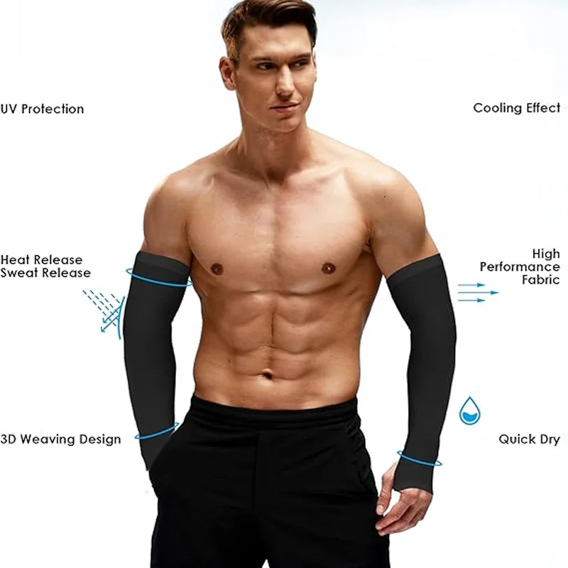 UV Protection Cooling Arm Sleeves  - Breathable Sunblock for Driving, Cycling, Outdoor Sports, Unisex UPF 50+ (Black/Gray)
