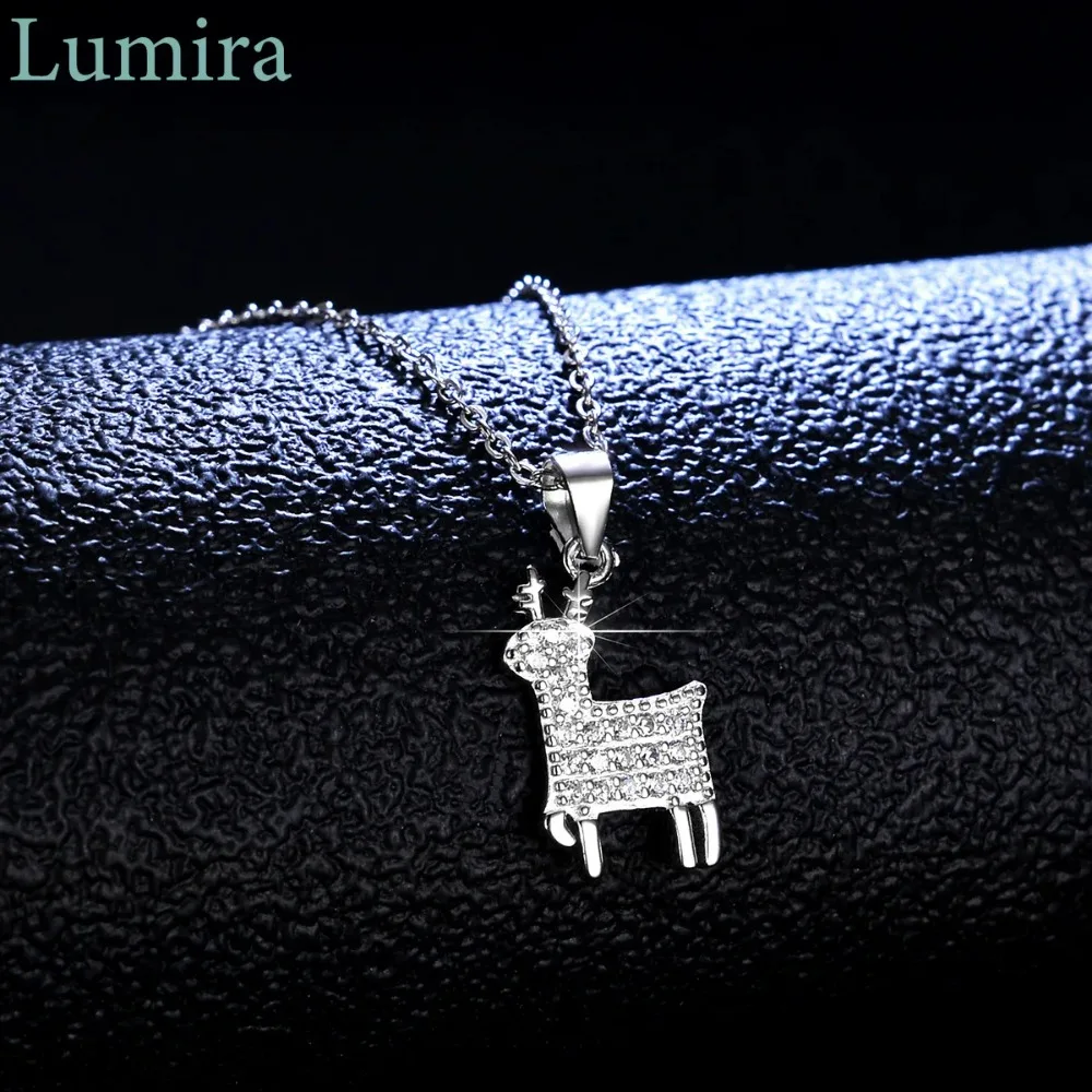

Lumira Fawn Lock Муассанит Алмазное Ожерелье Рождественский Подвеска с Рогами Платина PT950 Женские Ювелирные Изделия Рождественские Подарки