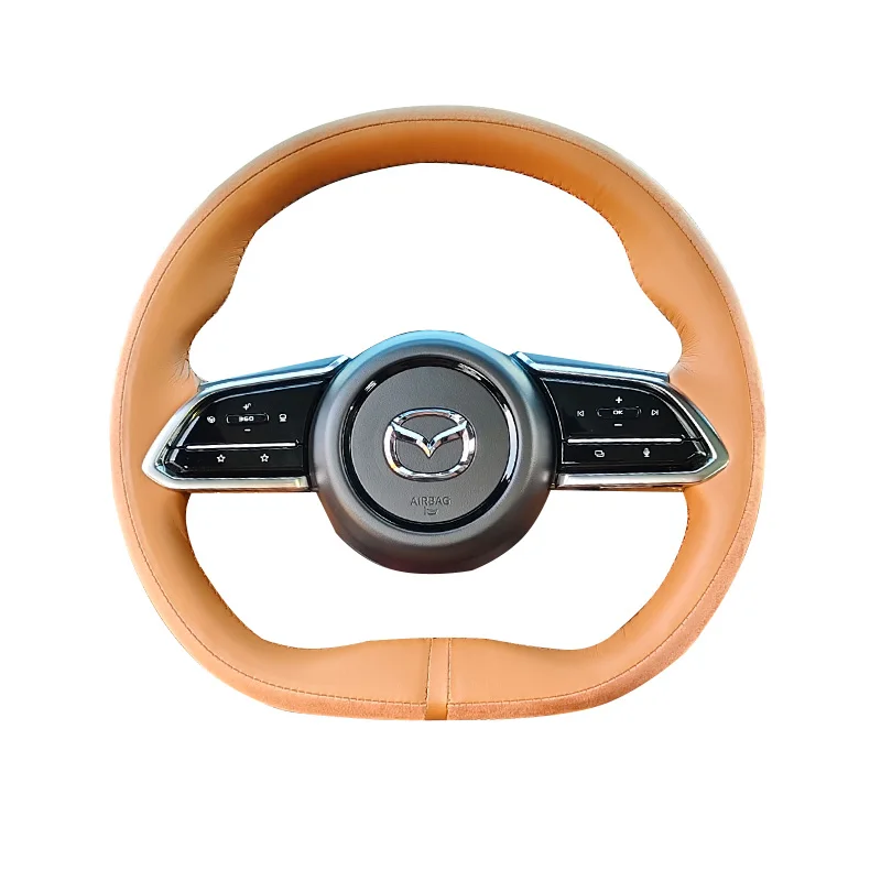 

DIY custom hand sewn steering wheel cover For Mazda EZ6 Anti slip and sweat absorbing protective cover for car handle