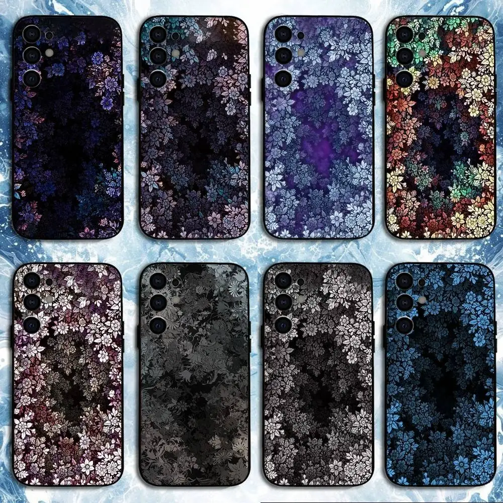 

Aesthetic Dark Pattern Gradient Flowers Phone Case For Samsung S25,S24,S23,S22,S21,S20,Plus,Fe,Lite,Others Black Cover