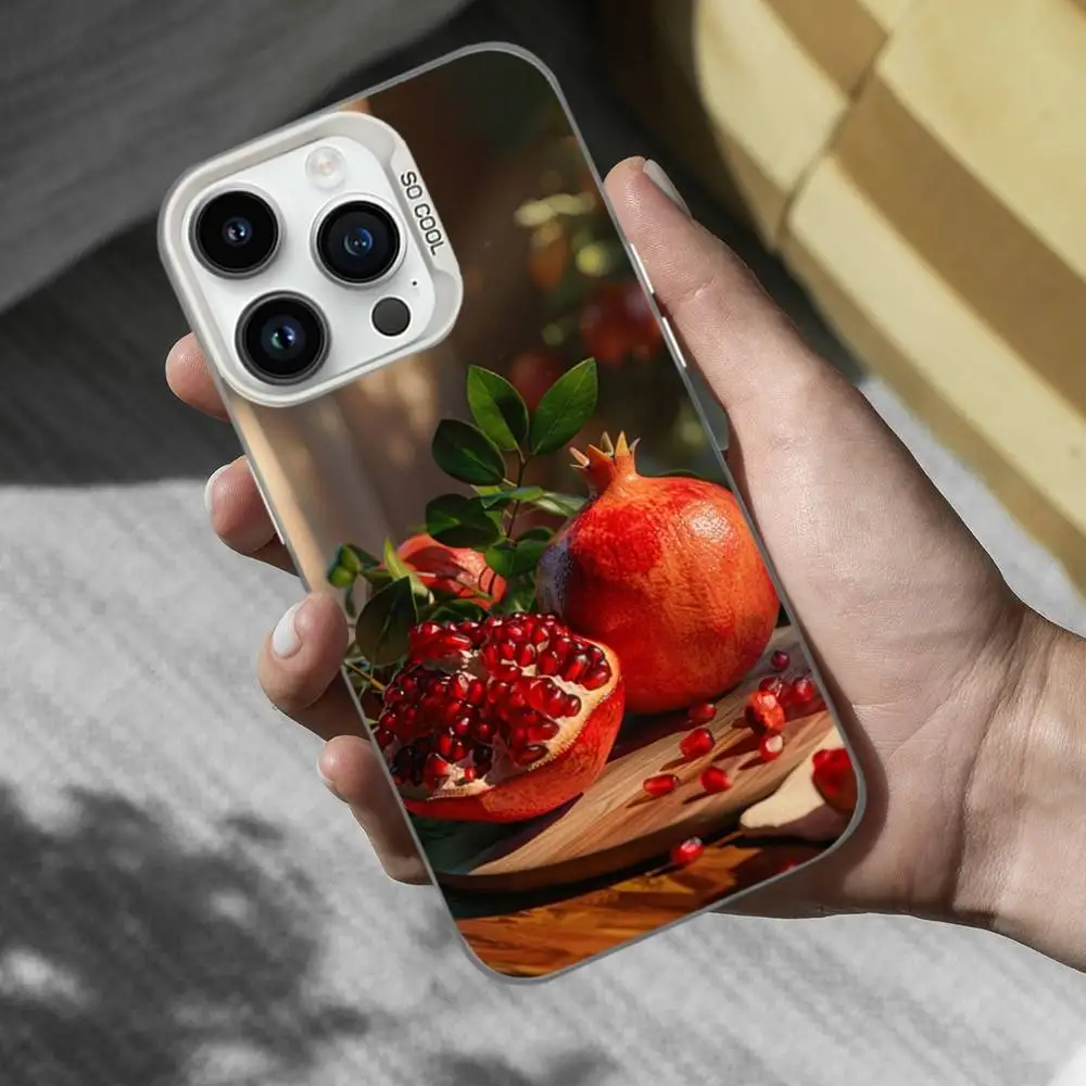 Etui na telefon z motywem różowego owocu granatu do iPhone'a 17, 16, 15, 14, 13, 12, 11, Mini, XS, Pro, SE, MAX, białe, matowe, odporne na wstrząsy.