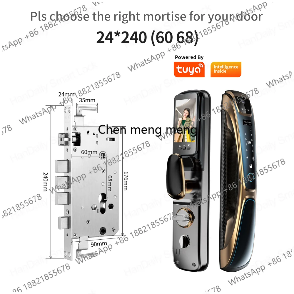 Automatic Fingerprint Electronic Digital Tuya 3D Face Recognition Door Lock Smart Cards Keys Video Camera Lock For Home