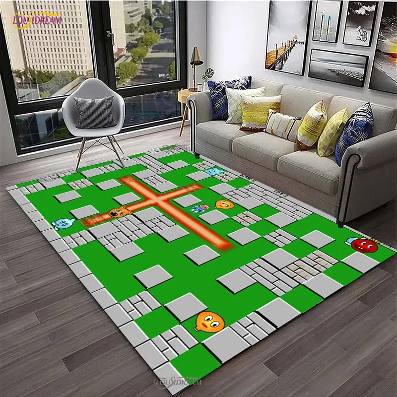 Retro Bomberman Game Playing Carpet for Living Room Bedroom Area Rug Kitchen Un-slip Floor Mat Alfombra Birthday gift Poster Mat