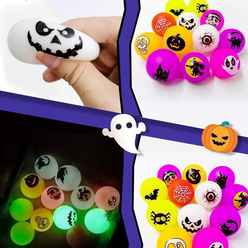 5Pcs/bag Halloween Style Balls Toys Funny Soft Pinch Relief Toy Children's Wacky Prank Toy Boys Girls Holiday Party Gadgets Gift