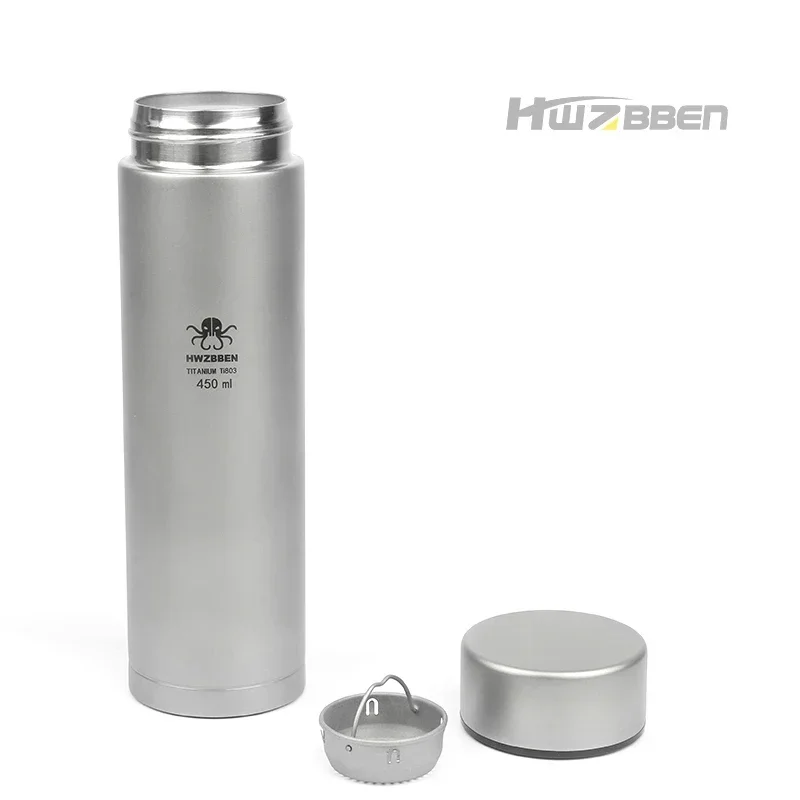 

HWZBBEN outdoor camping 450ml thermos mug lightweight sports drinking flask titanium cup water bottle