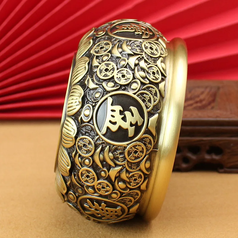 

Brass cornucopia office creative gold ingot five emperors money copper cylinder Chinese stall sales