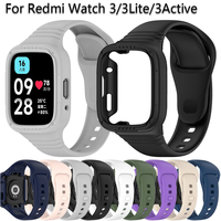 Silicone Strap+Case for Redmi Band 3 Cover Smart Bracelet Bumper For Redmi Watch3 Active/Lite Sport Protective Replacement Shell