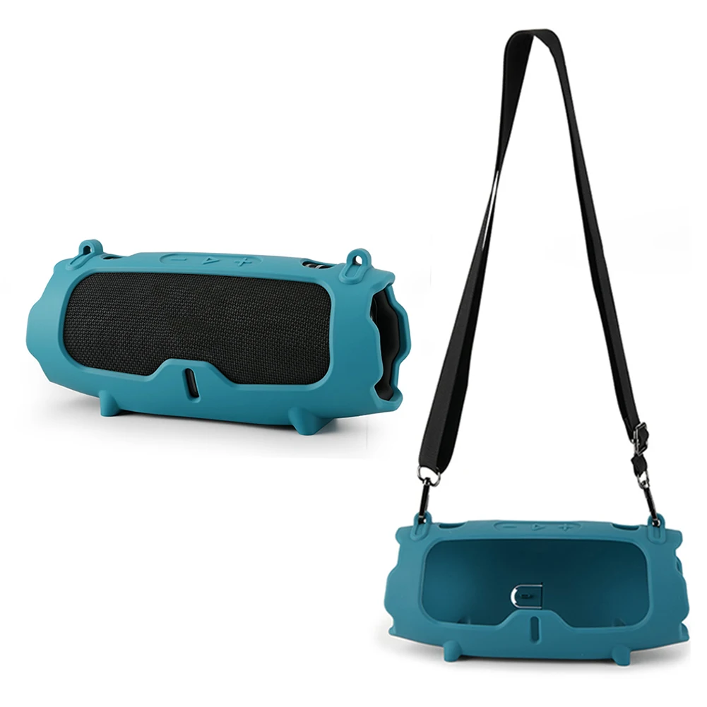 Silicone Case with Shoulder Strap Portable Travel Soft Cover Silicone Protective Cover Shell for JBL Charge 6 Portable Speaker
