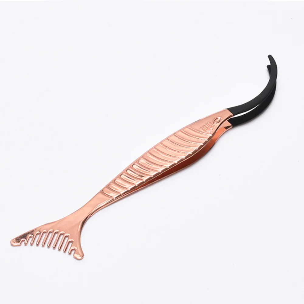 Seahorse Shape Eyelash Elbow Tweezers Rose Gold Accurate Eyelash Extension Tweezers Stainless Steel Straight