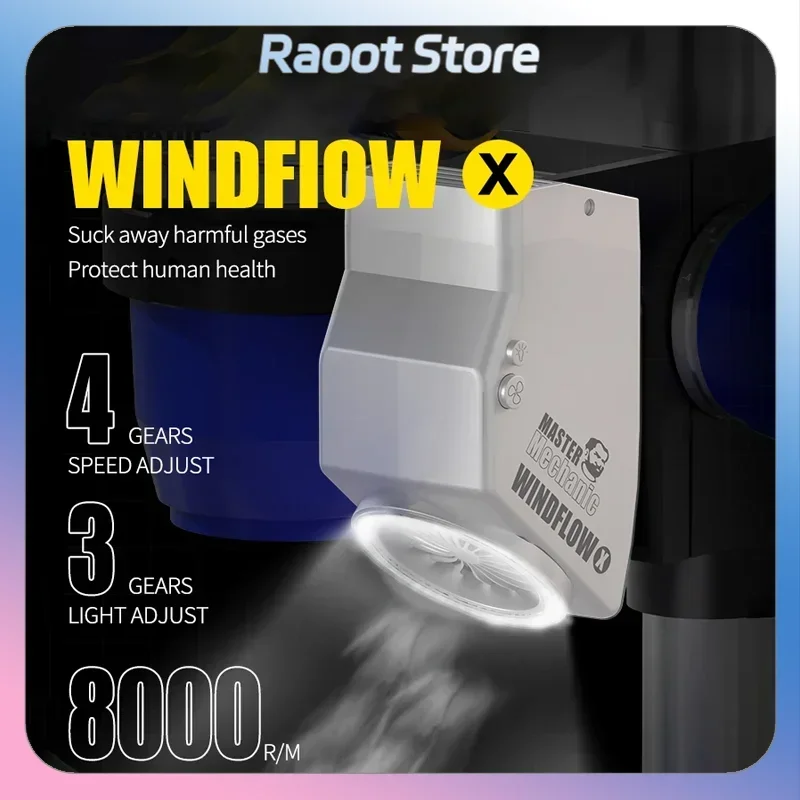 

MECHANIC WindFlow X вытяжной вентилятор со стандартным мощным дымовым вытяжным устройством, подходит для микроскопов, сварки и ремонта телефонных печатных плат