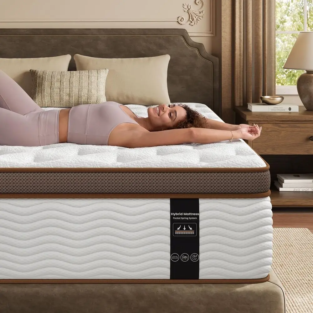 King Mattress 14 Inch, Medium Firm Hybrid Mattress in Box Cooling