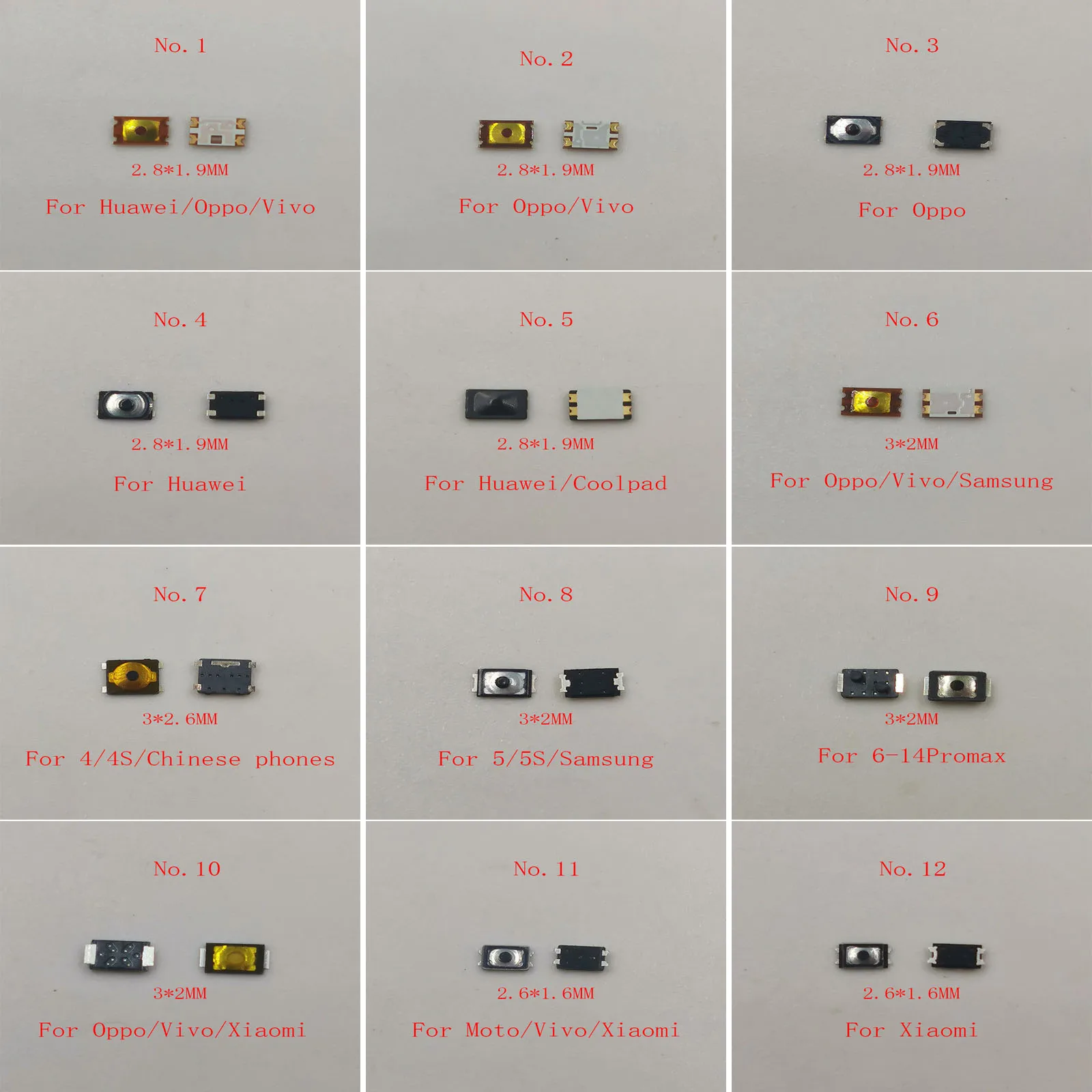 

50PCS Power Volume Switch Key Button Connector For Samsung HUAWEI Xiaomi OPPO Vivo Moto IPhone ASUS Honor Piexl LG Redmi Watch