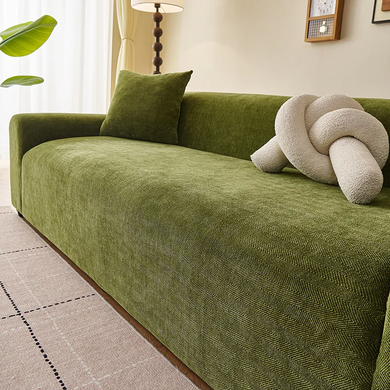 Washable Stretch Sofa Cover All-Cover Herringbone Chenille-Style Slipcover Multiple Sizes Cm Removable Dust Protection Rental