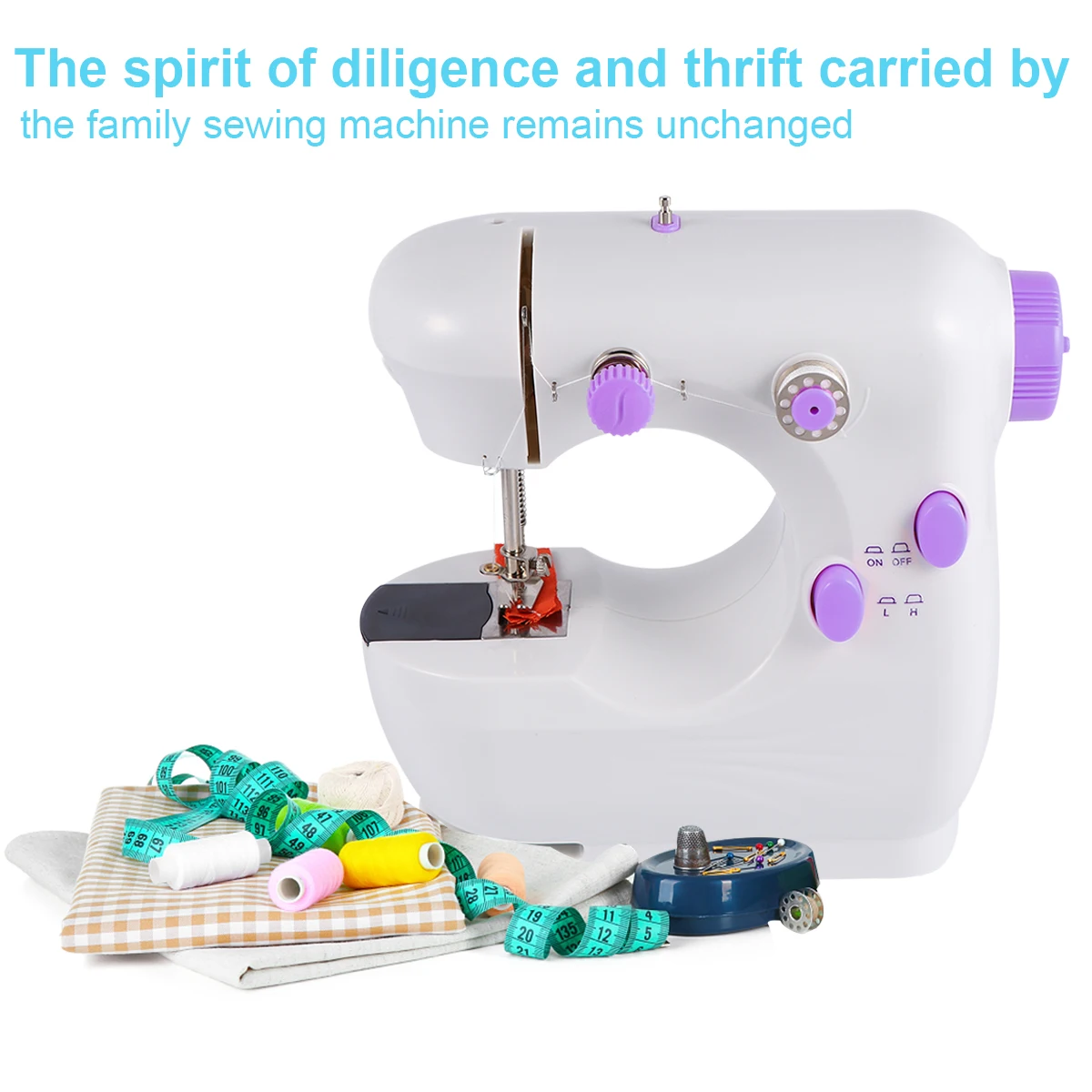 

Мини-многофункциональная швейная машина, электрическая маленькая настольная домашняя швейная машина с автоматической намоткой катушки, прочный фиолетовый