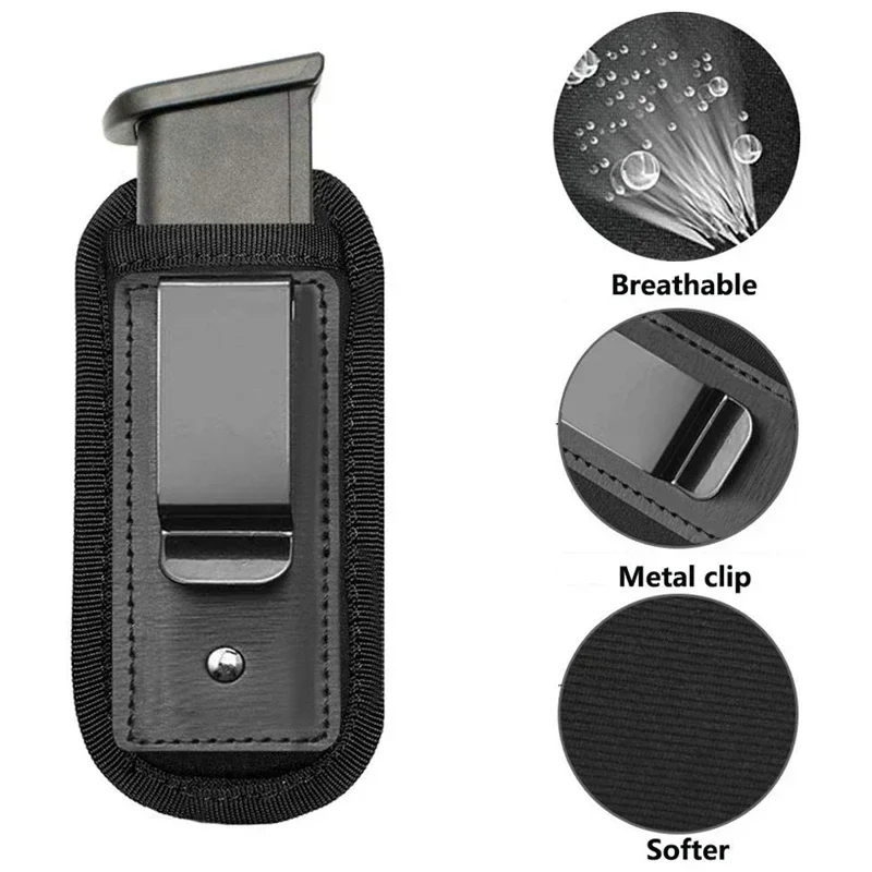 Tactical Nylon Magazine Pouch Holster Pistol 9mm Concealed Carry Mag Case with Clip Glock 19 21 Handgun Mag Pouch