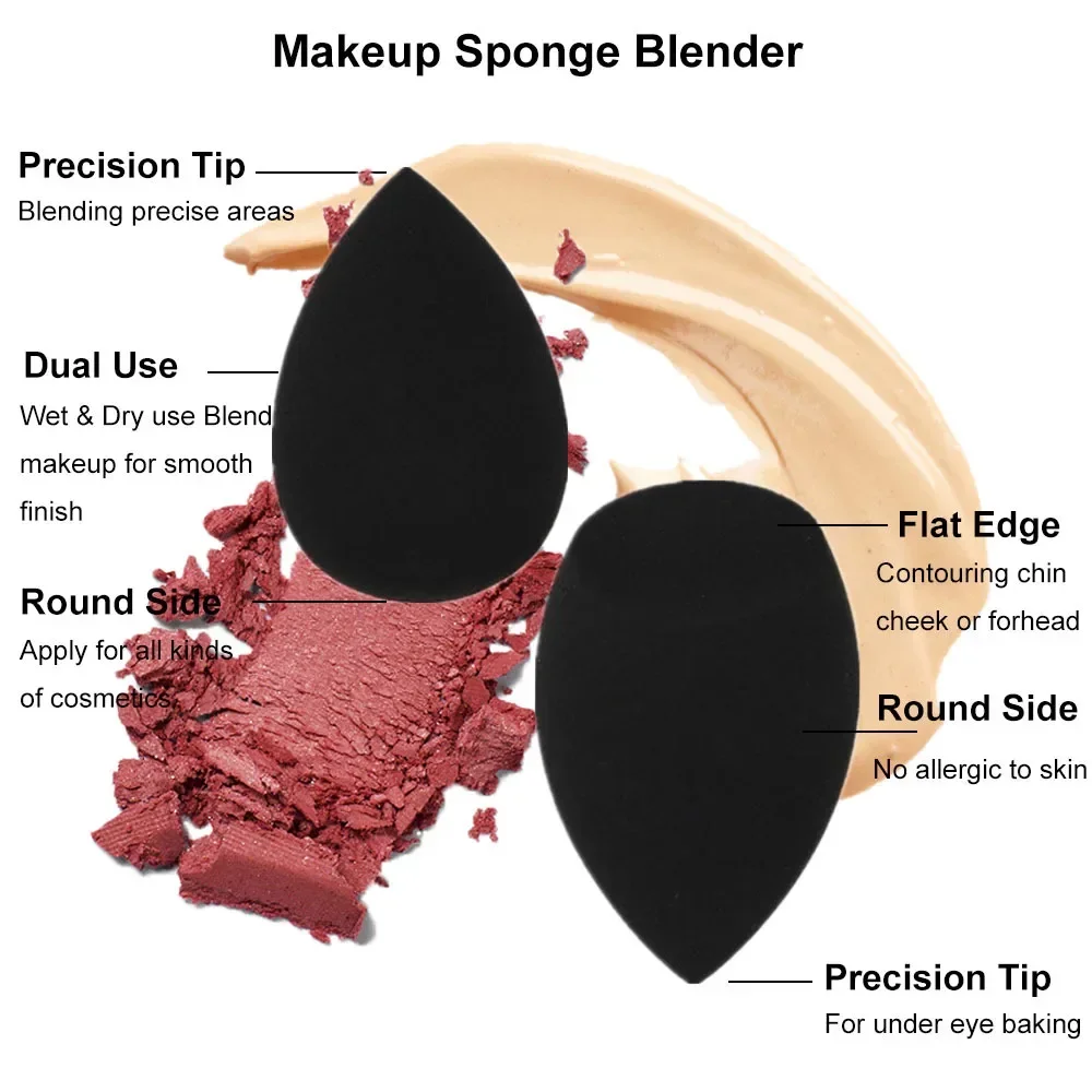 Black Makeup Sponge Foundation Cosmetic Puff Smooth Powder Concealer Beauty Spong Blender Wet and Dry Use Cosmetic Make Up Puff