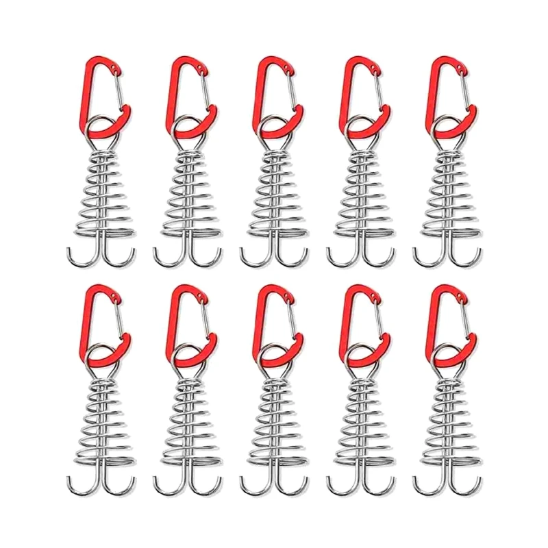 Octopus Deck Peg 10pcs/set Stainless Steel Tent Accessories Board Peg Spiral for Outdoor Traveling Camping Hiking Spring