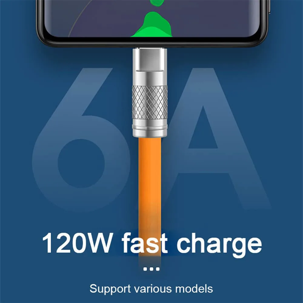 120W USB to Type C Phone Fast Charging Silicone Ultra Soft USB C Cable Data Cord For Samsung Xiaomi HUAWEI for iPhone 17pro 1m2m - náhled 4