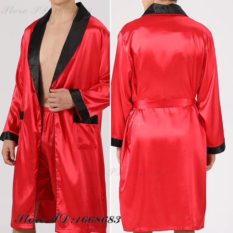 Plus Size 3XL Men Robe 2PCS Set Loungewear Spring Summer New Male Sleepwear Kimono Bathrobe Gown Loose Satin Homewear Nightwear