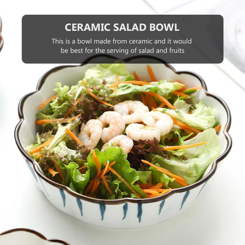 1Pcs 5 Inch Home Ceramic Dessert Bowl Chic Delicate Printing Design Multi Purpose Salad Rice Fruit Bowl Easy to Clean