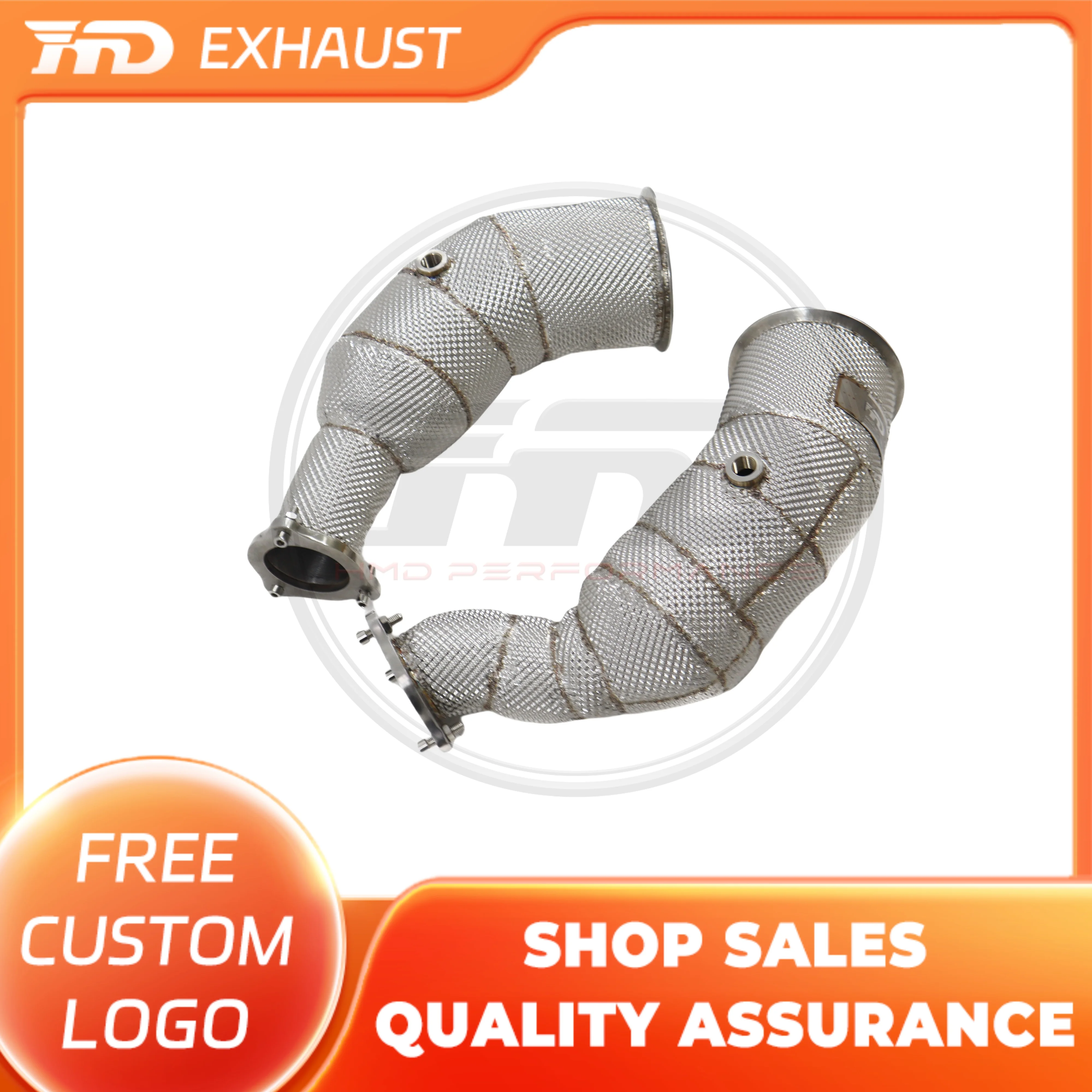 

HMD Hot sale Exhaust-pipe Catted/Catless Downpipe for Audi RS4 RS5 B9 2.9T Exhaust System High Flow Performance With Heat Shield