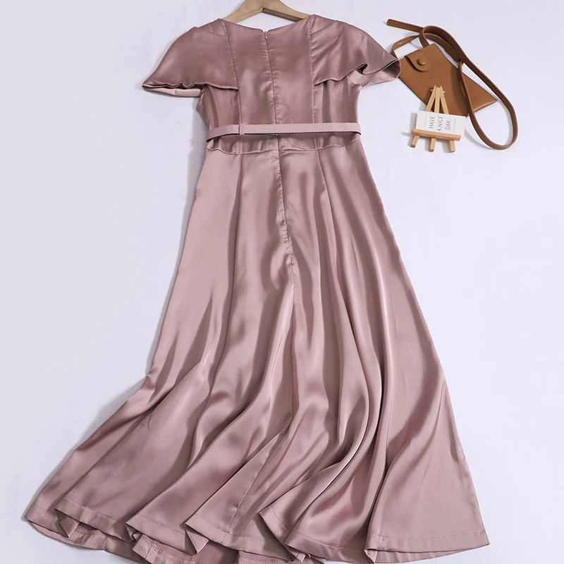 Silk Dress Female Light Luxury Elegant Goddess Dress Sleek Satin Fashion Dress