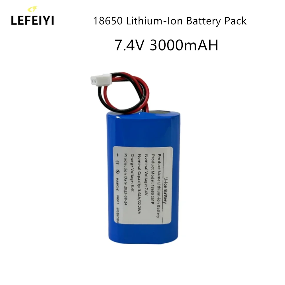 2S1P 18650 Rechargeable Li-ion Battery Pack 7.4V 300mah Suitable for Camera Electric Toy LED Lighting Backup Power