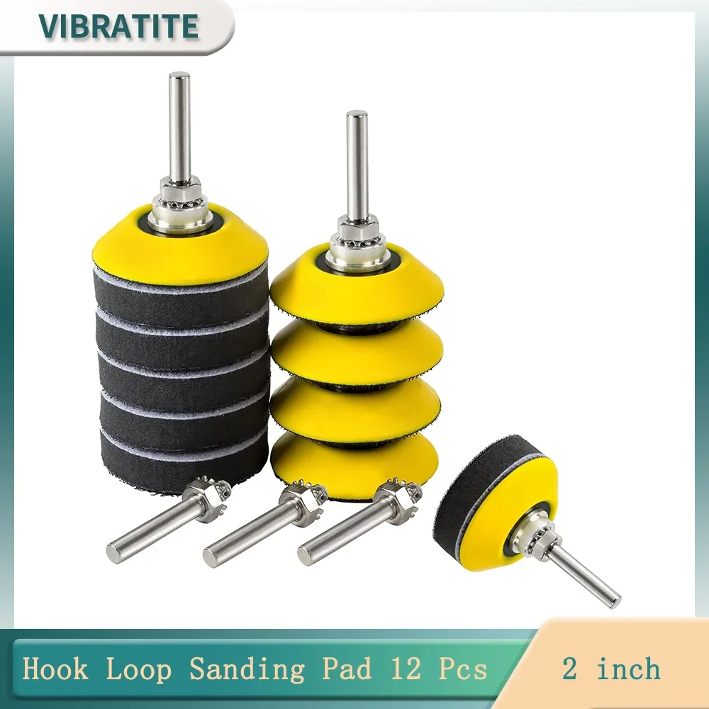 2 Inch Hook and Loop Sanding Pad for Sanding Disc with 1/4 Inch Drill Attachment and Foam Interface Pads for Polishing Grinding