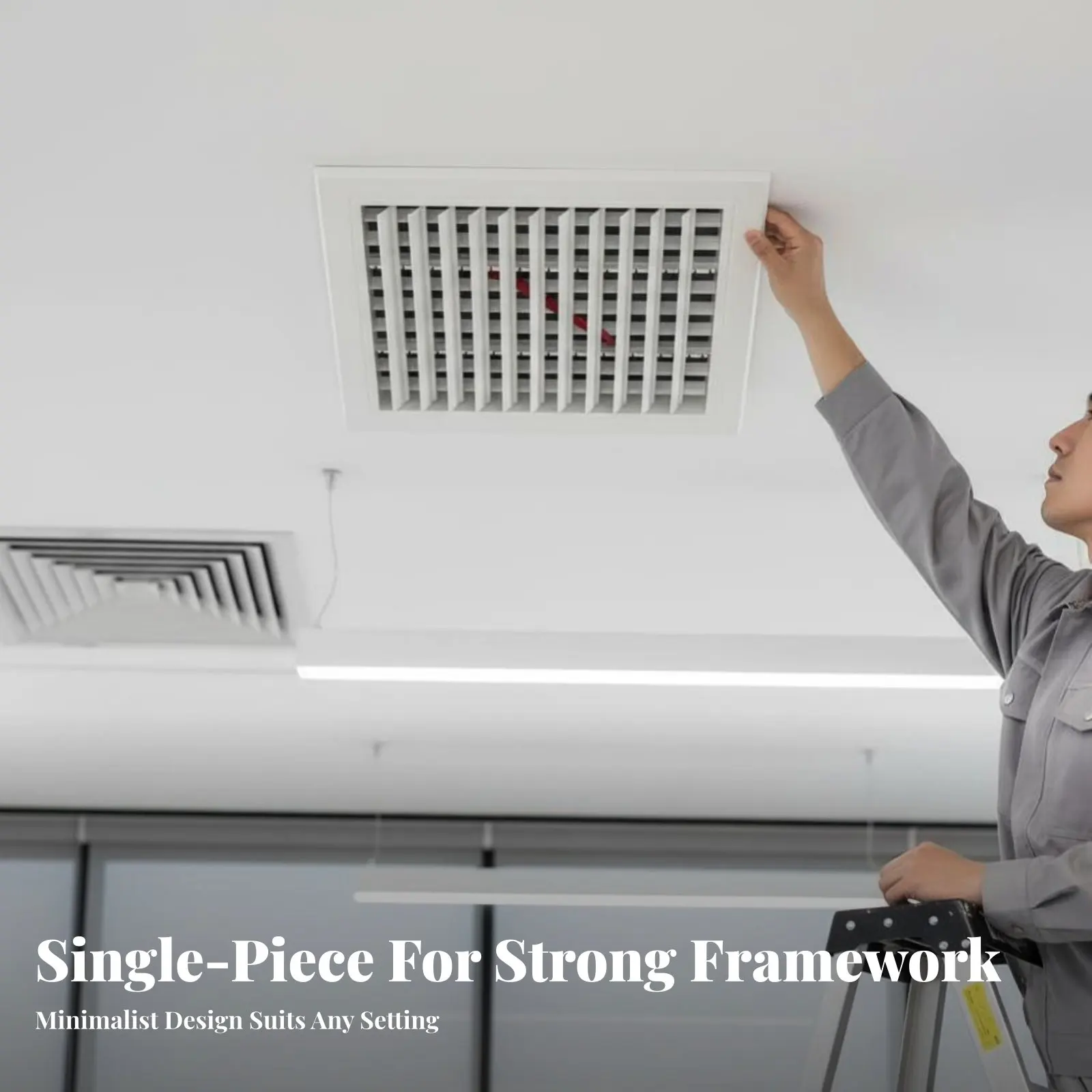 Square ABS Louver Air Outlet, Integrated Double-Tier Vent, Screw Mount, Central Air Conditioning, Round Duct Connection