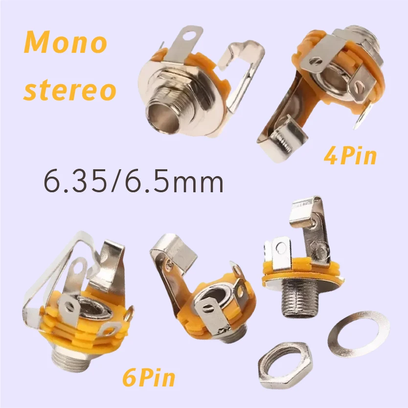 

4/6PIN Stereo Mono Panel Jack 3 Pole Female Socket with Solder Lugs for Audio Equipment