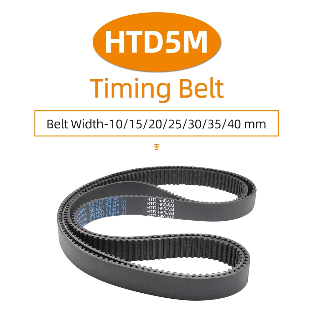 HTD5M Rubber Belt 905/910/915/920/925/930/935/940/945/950/955/960/965/970/975/980/985/990 Toothed Belt Pitch 5mm Width 10-40mm