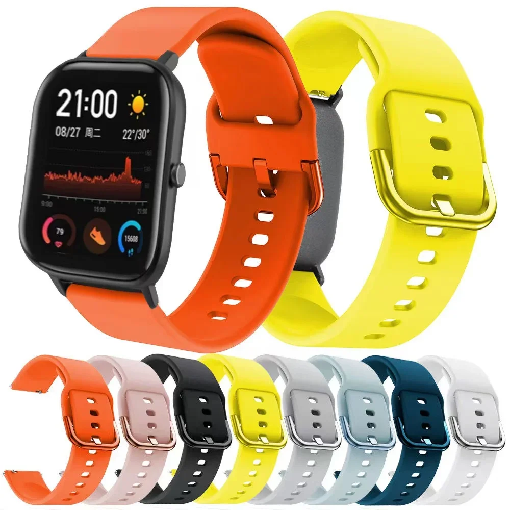 20 mm Silikonband für Amazfit GTS 4 Mini/Bip 6/Samsung Galaxy Watch 7/6/5/4 klassisches Armband Armband Huawei Watch 42 mm Correa