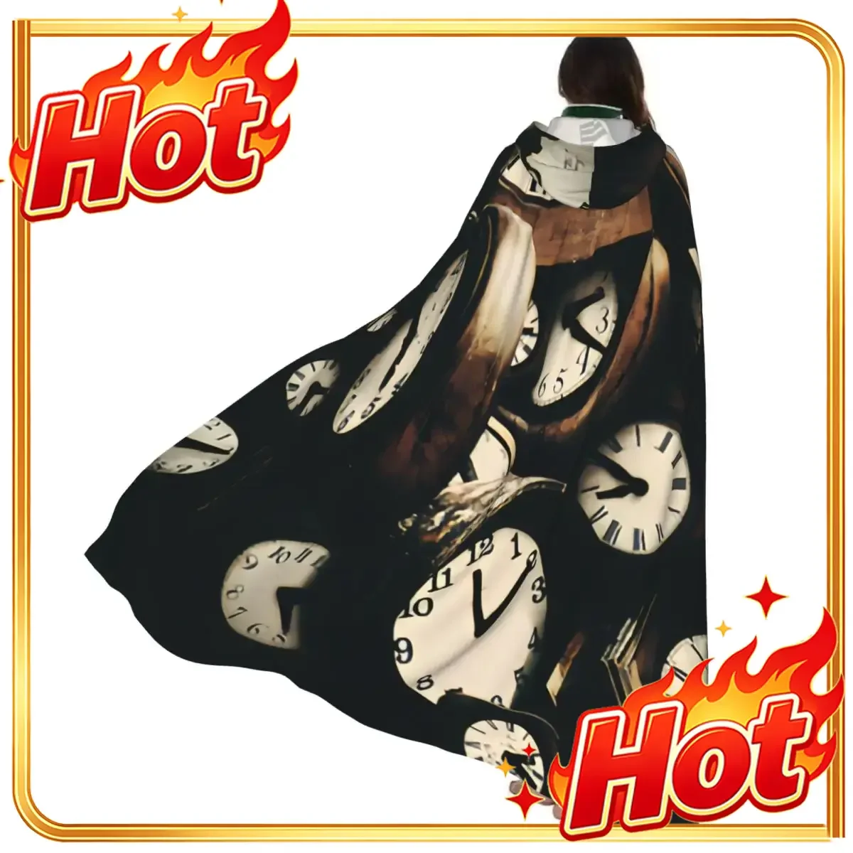 Cosplay Medieval Costumes Vintage Clocks Hooded Cloak Capes Long Robes Jackets Coat Carnival