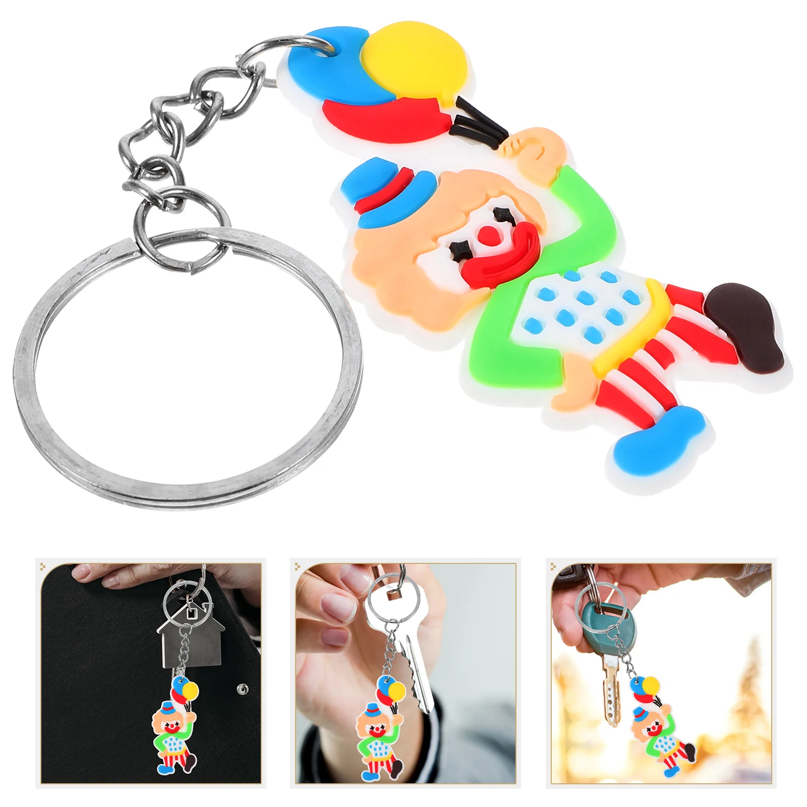 12 Pcs Clown Charms Keychain Fob Hanging Decor Handbag Circus Keyring Pvc Women