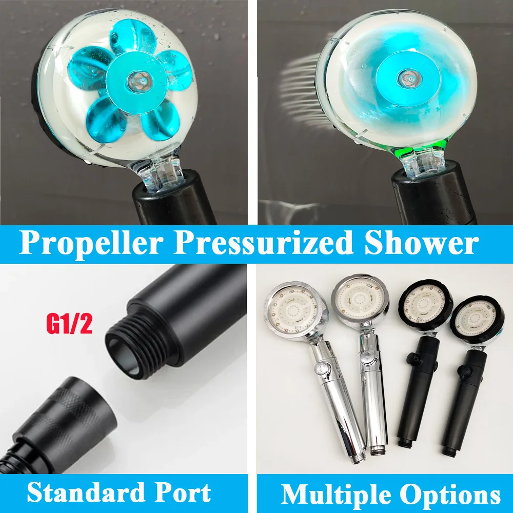 3/7 Colors Changes Temperature Sensor Shower Head High Pressure LED Colorful Showerhead Stop Water Filter Rainfall Fan Shower