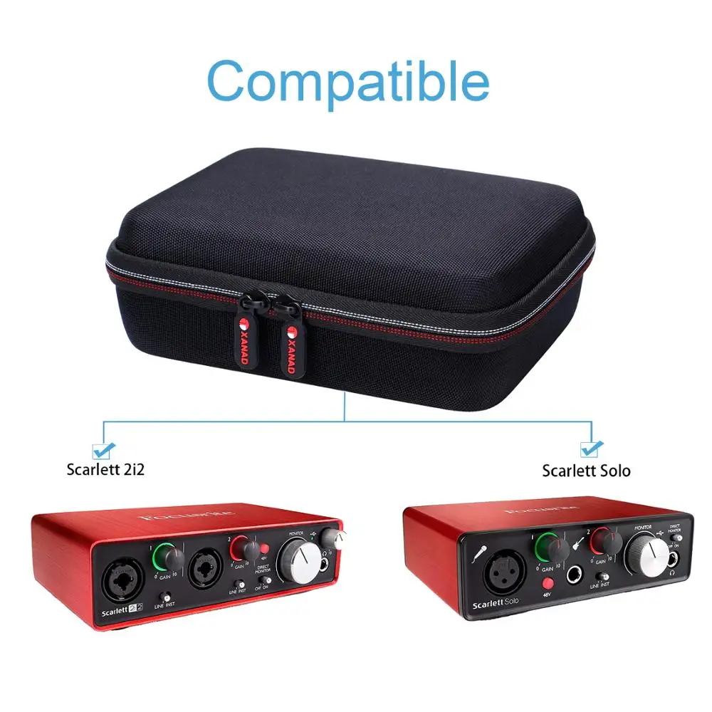 XANAD EVA Hard Case for Focusrite Scarlett Solo (2nd Gen) USB Audio Interface/roland go mixer pro x