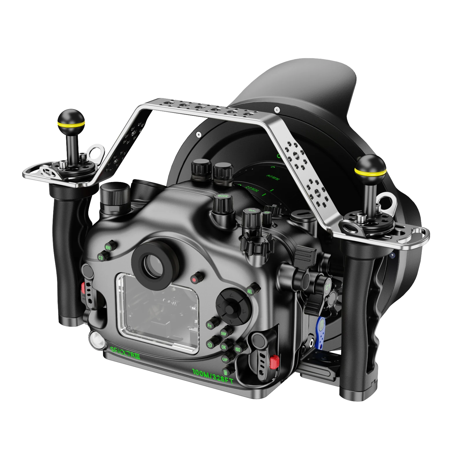 Seafrogs อลูมิเนียมกันน้ําสําหรับกล้อง Sony R III Professional Scuba Diving 100 m/328FT กล้องป้องกัน