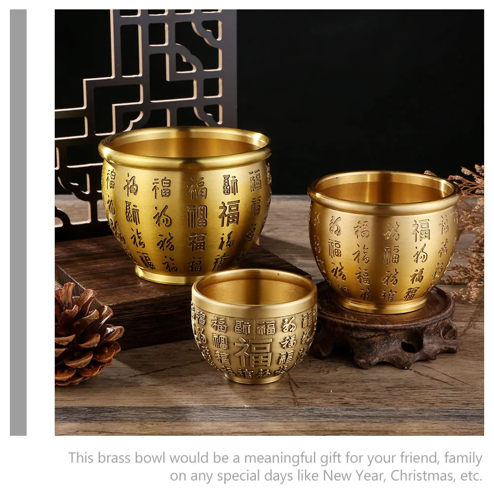 

Gold Cicada Hundred Blessings Bowl Brass Chinese Treasure Basin Small Desktop Decoration For Home Office Wealth Fortune Bowl