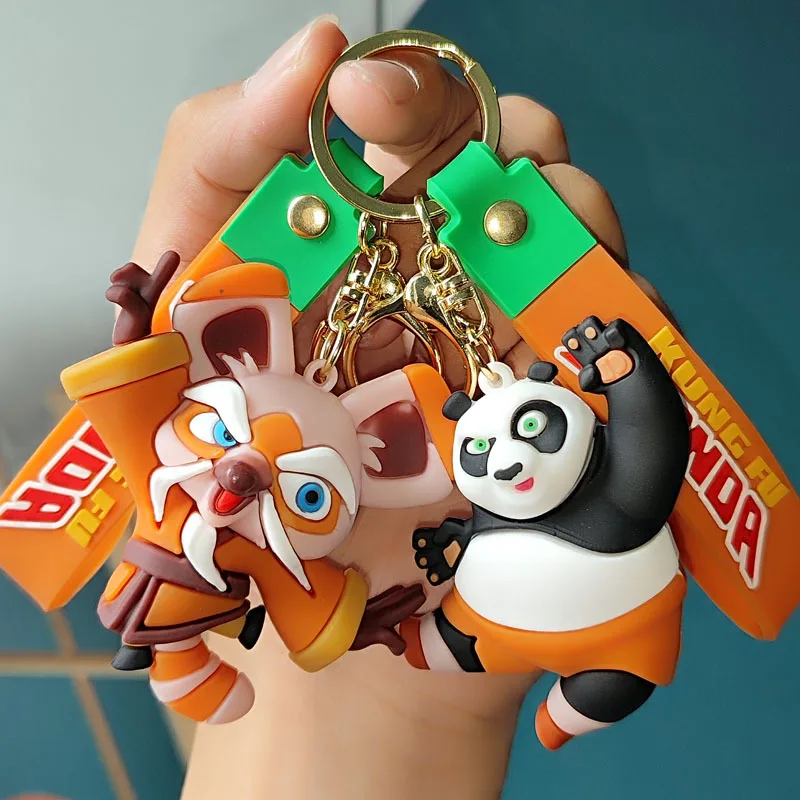 Anime Kung Fu Panda Figure Keychain Cartoon Cute Po Key Chain Schoolbag Pendant Car Keyring Accessories Jewelry Gift for Friends