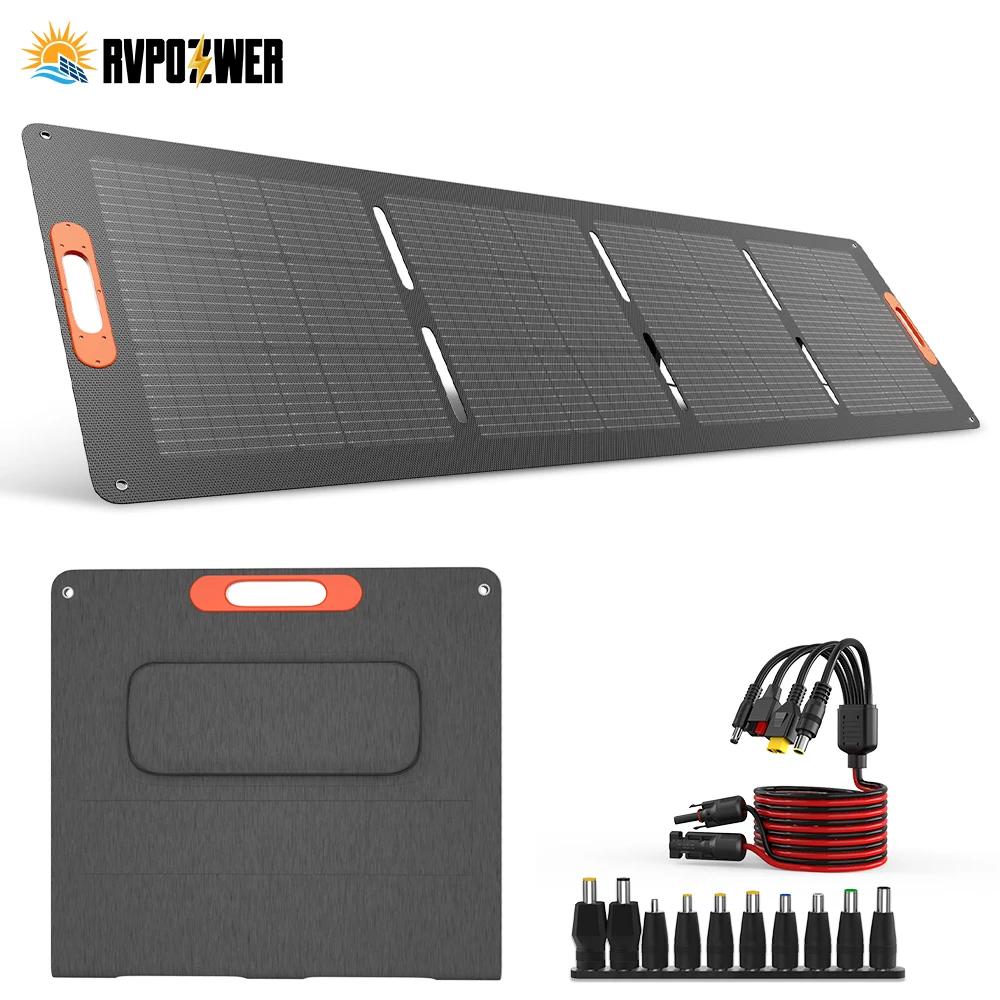 RVPOZWER Integrated Design 200W Rigid Solar Panel IP68 Waterproof 25.5% High Efficiency Mono Portable Solar Charger for Power Station RV Camping Home Off-Grid Use