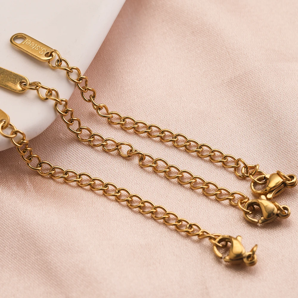 

10pcs Gold-Plate Stainless Steel Lobster Clasps Chain Extended Extension Tail Bracelet Chains for Connectors Jewelry Findings