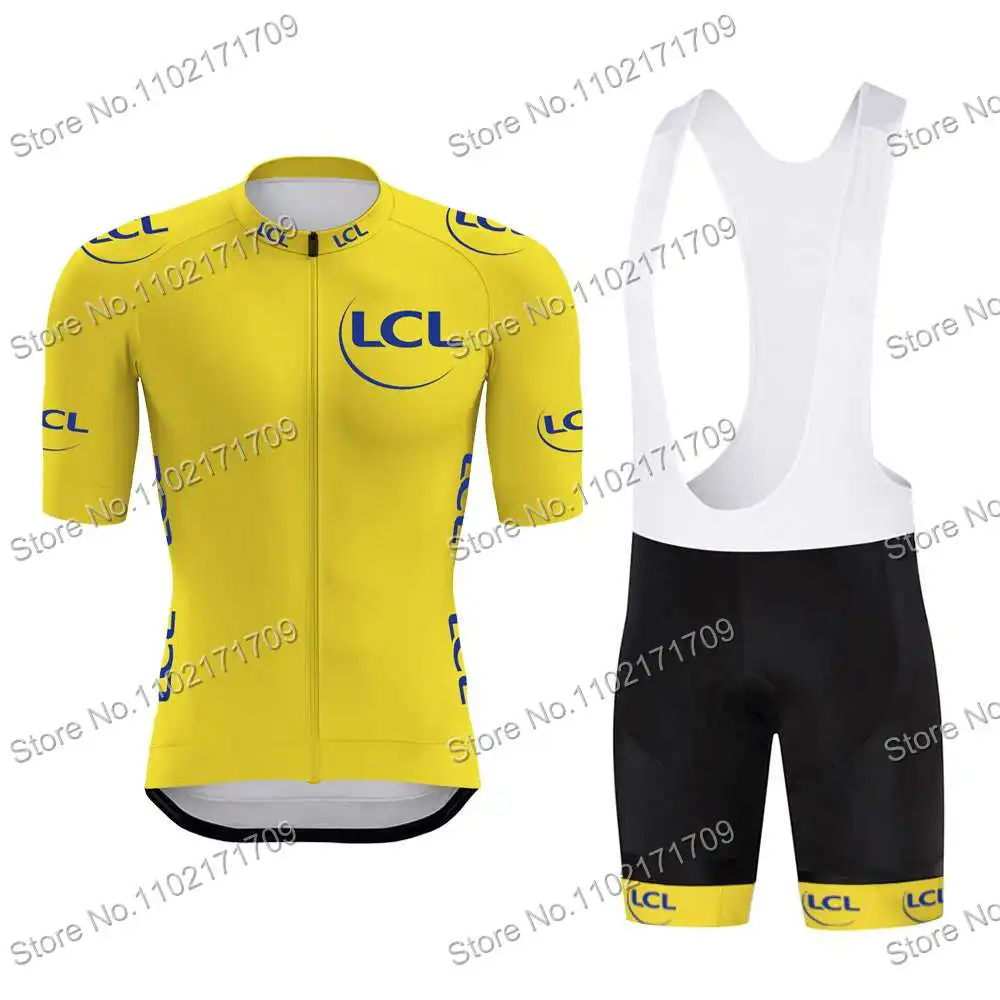 2023 France Tour TDF Leader Cycling Jersey Set Yellow Green White TDF Leader Bicycle Clothing Short Sleeve MTB Maillot Ciclismo