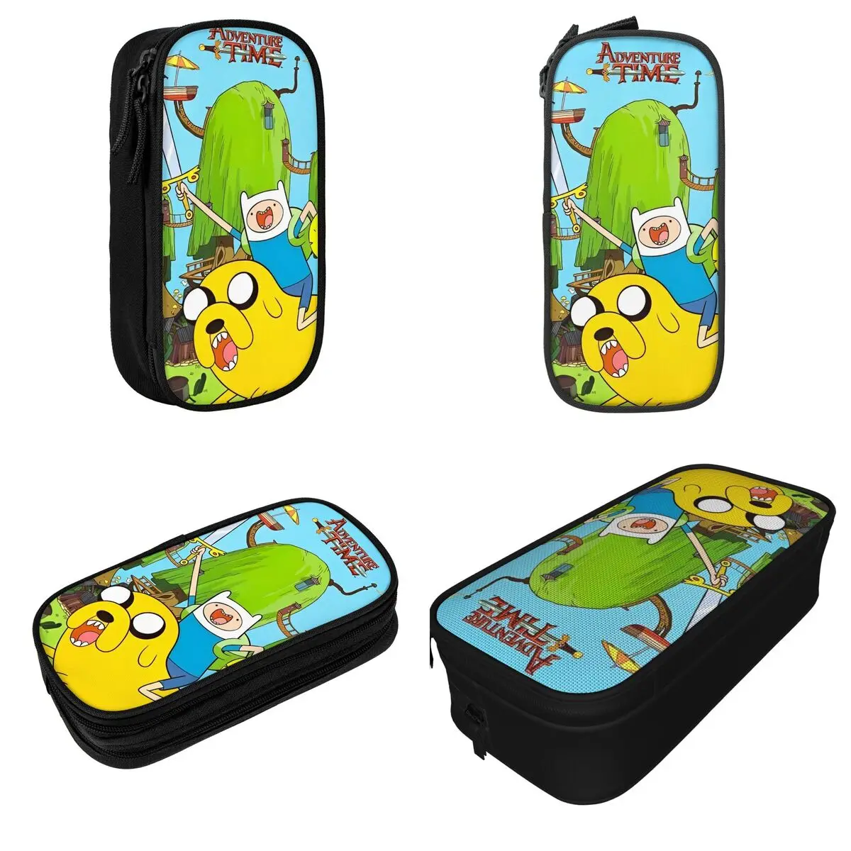 Adventure Cartoon Funny Times Pencil Cases Finn and Jake Pen Box Bag Girls Boys Large Storage Students School Gift Pencilcases