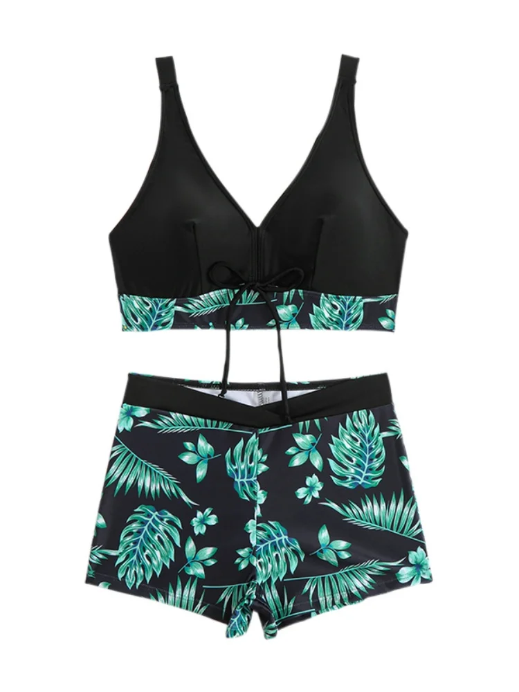 Bikini Women Swimsuit 2025 New Print Sling Bikinis Set Sexy Drawstring Swimwear Summer High Waist Shorts Beachwear Bathing Suit