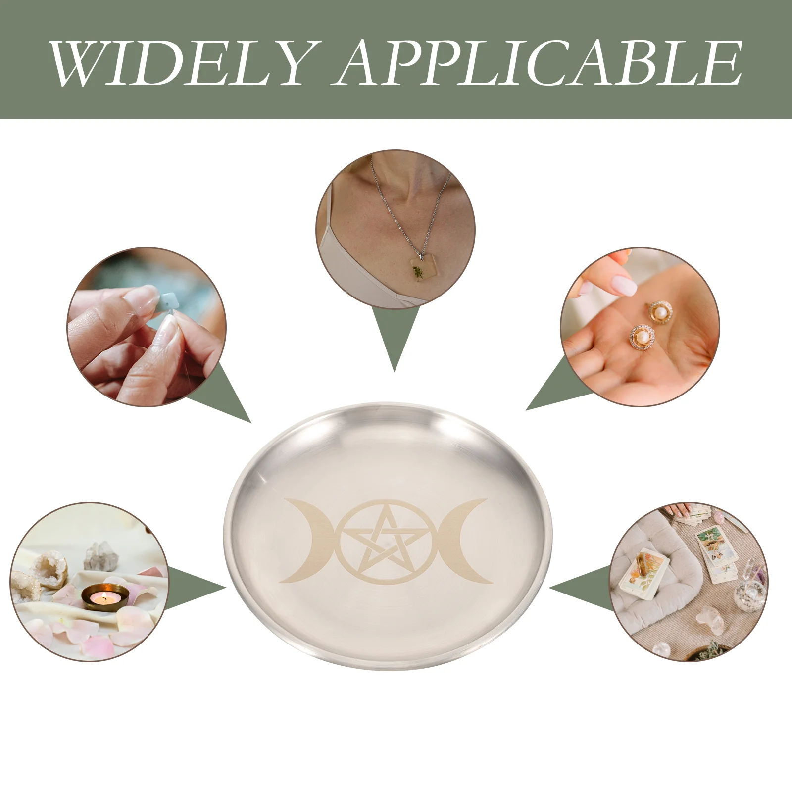 Iron Premium Pentagram Plate Altar Tray Decorative Storage Tray Pentacle Candleholder Home Decor Household Accessory Altar Plate