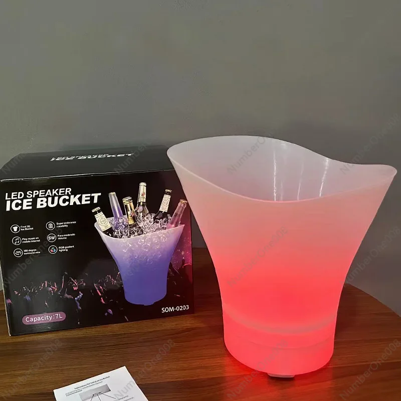 Luminous Ice Bucket 7-liter Subwoofer Wine Bucket LED Lighting Small Speaker Camping Ice Bucket Factory Direct Sales