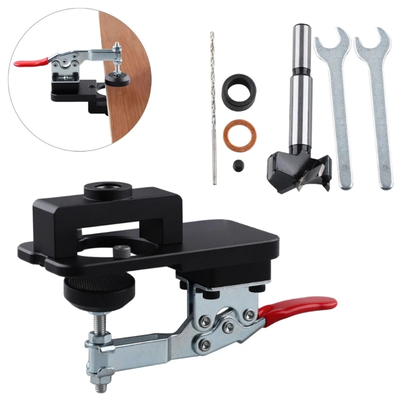 Woodworking Hole Drilling Guide Locator with Fixture 35mm Hinge Boring Jig Cabinet Hinge Installation Tool Easy to Use D2RD