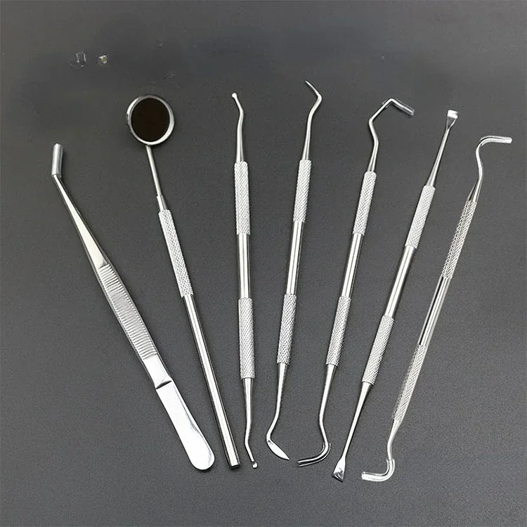 Stainless Steel Dental Mouth Mirror Tools Dentist Teeth Operation Instrument Kit Tweezers Pick Probe Sickle Oral Care Set