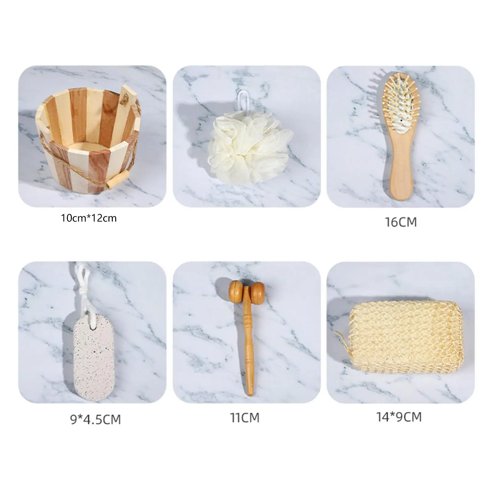 Body Brush Set Wooden Bucket Bath Shower Brush Scrubbing Tool Comb Pumice Stone Foot Scrubber for Girls Adults Boy Man Women