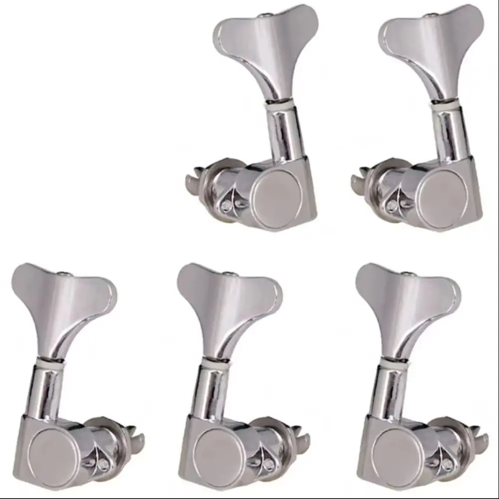 For Bass Guitar Upgrade - 5PCS Fishtail Button Tuning Pegs  -Durable Machine Heads Keys Set  3L2R Precise Tuning